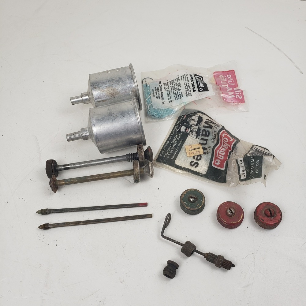 Vintage Coleman Lantern Parts Lot No 0 Funnels Silk-Lite 21A Mantles Fuel Caps